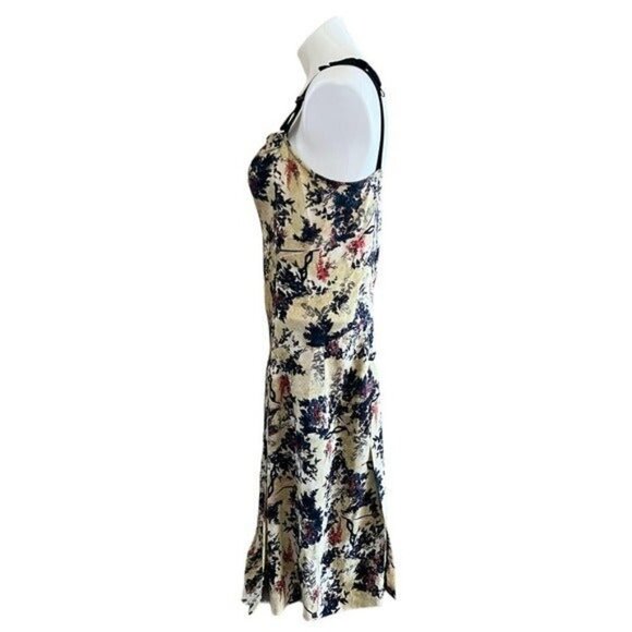 DIANE VON FURSTENBERG Floral Silk Sleeveless Mini Dress Velvet Bow Straps Size 6 - Picture 6 of 12